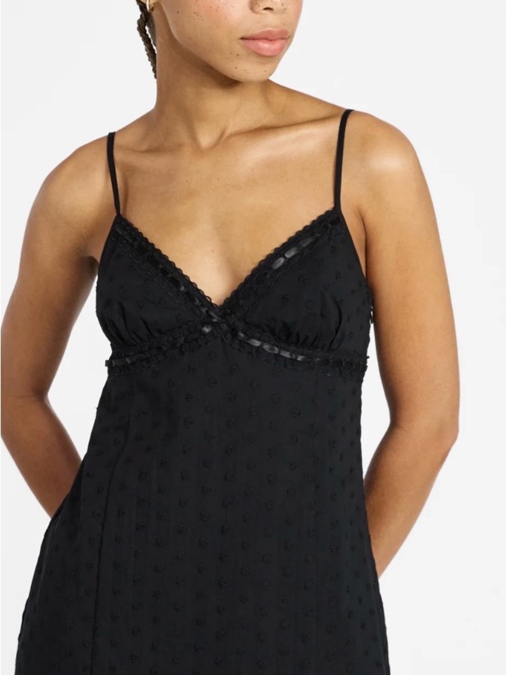No Boundaries Black Lace-Trim Mini Slip Dress
